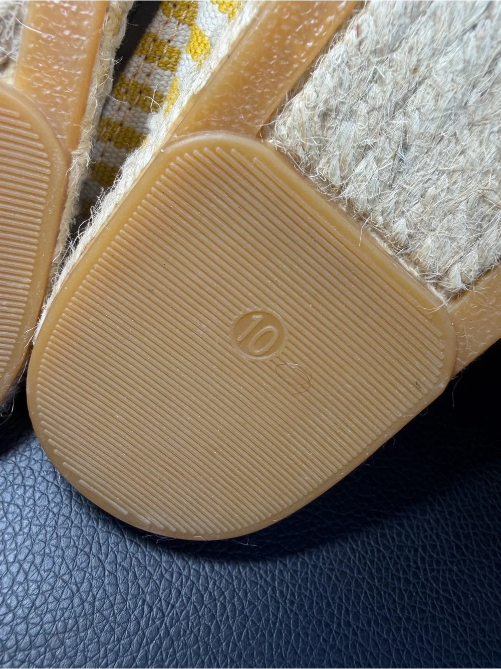Tory Burch Yellow and White Striped Espadrille Flats with Gold Logo Sz 10 M